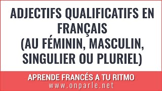adjectifs qualificatifs en français (au féminin, masculin, singulier ou pluriel)