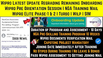 Wipro Remaining Joining | NGA Training Program | Onboarding | BGV Green | Joining Criteria & Process
