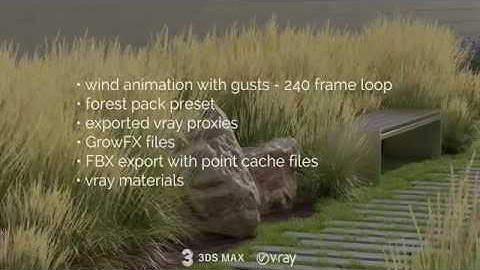 Feather Reed Grass - Wind Animation - 3dsmax, Forest Pack, GrowFx