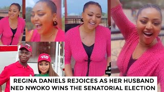Regina Daniels & husband Ned nwoko dances as he wins senatorial election