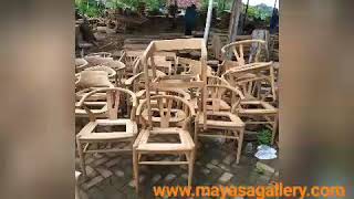 Kursi Bar Cafe minimalis Kursi Santai Round Wave Bar Chair  Kayu trembesi