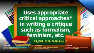 Celebrity Uses appropriate critical approaches* in writing a critique such as formalism, feminism, etc. I EAPP Profile