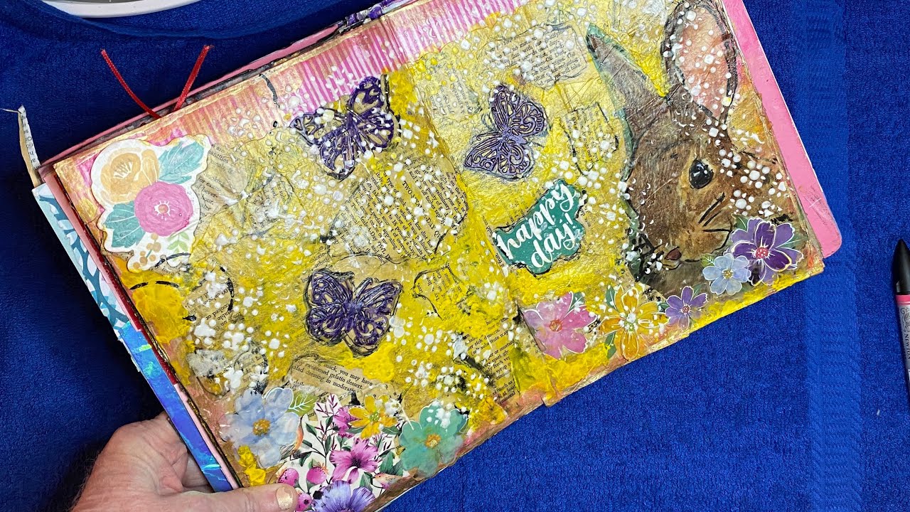 Trying to do a mixed media art page in my collage/glue book YouTube