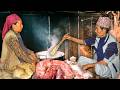 Bamboo Cutting &amp; Pork Curry Cooking on Wood Fire | Authentic Rural Village Daily Life