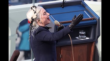Lady Gaga performs the Star-Spangled Banner during Joe Biden