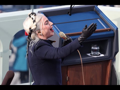 Lady Gaga performs the Star-Spangled Banner during Joe Biden's inauguration