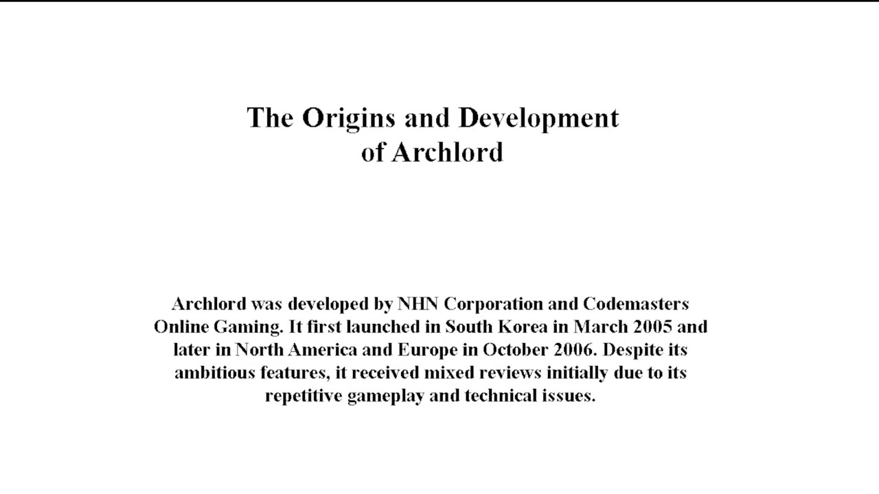 The Comprehensive World of Archlord | MMORPG Deep Dive