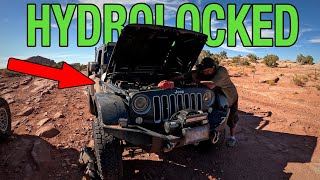 Hydrolocked Jeep On Moab Rim