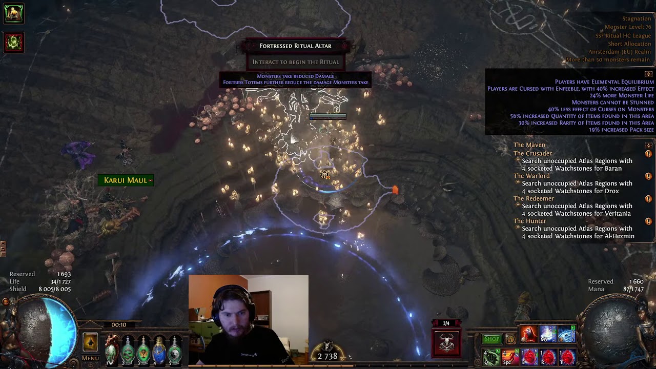 Stagnation Map boss. Path of Exile 3.13. Low life Vortex Occultist with