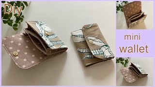 ミニ布財布作り方 How To Make Mini Fabric Wallet, easy sewing tutorials, diy