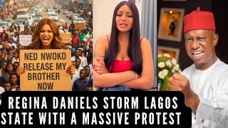 Regina Daniels And Family Stage A Massive Protest Against Ned Nwoko In Abuja 