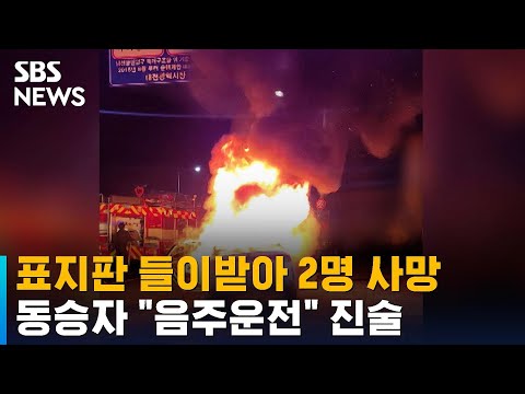 표지판 들이받아 2명 사망…동승자 "음주운전" 진술 / SBS