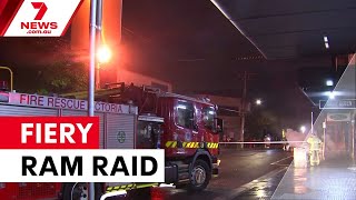 Fiery ram raid destroys Glenroy shopfront | 7NEWS