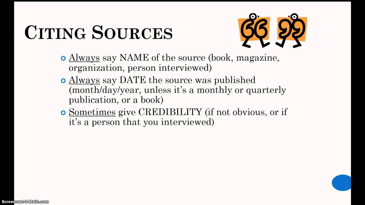 how to properly cite sources in a speech