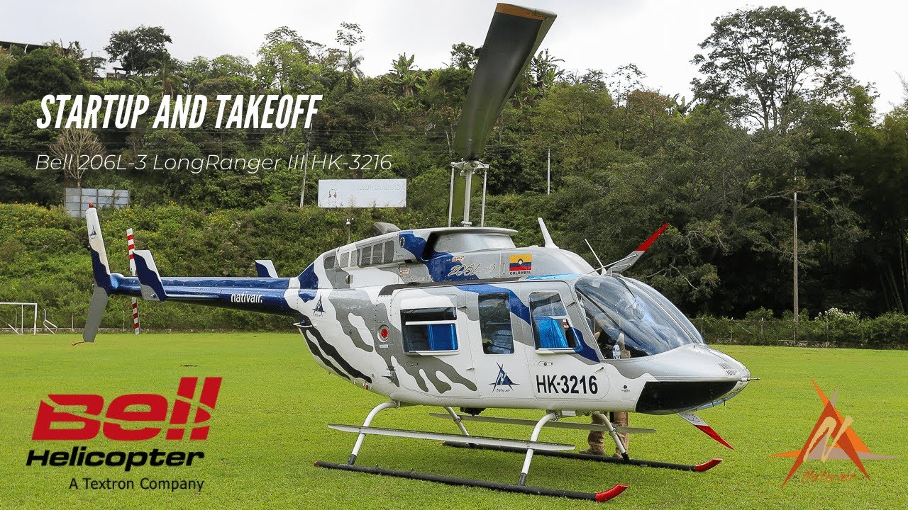 BELL 206 L3 LONGRANGER III STARTUP AND TAKEOFF // BELL 206L3 LANDING // NATIV AIR HK-3216 // HELIAV