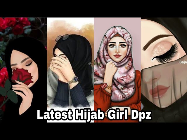 Beautiful and cute hijab girls cartoon pic for wallpapers and