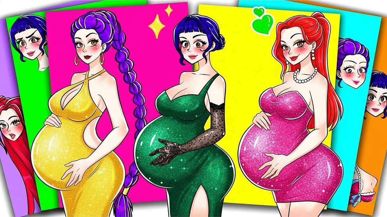 HUNTRIX GIRL IS PREGNANT! Emerald vs Ruby vs Diamond at the Hospital | Sticker Book DIY