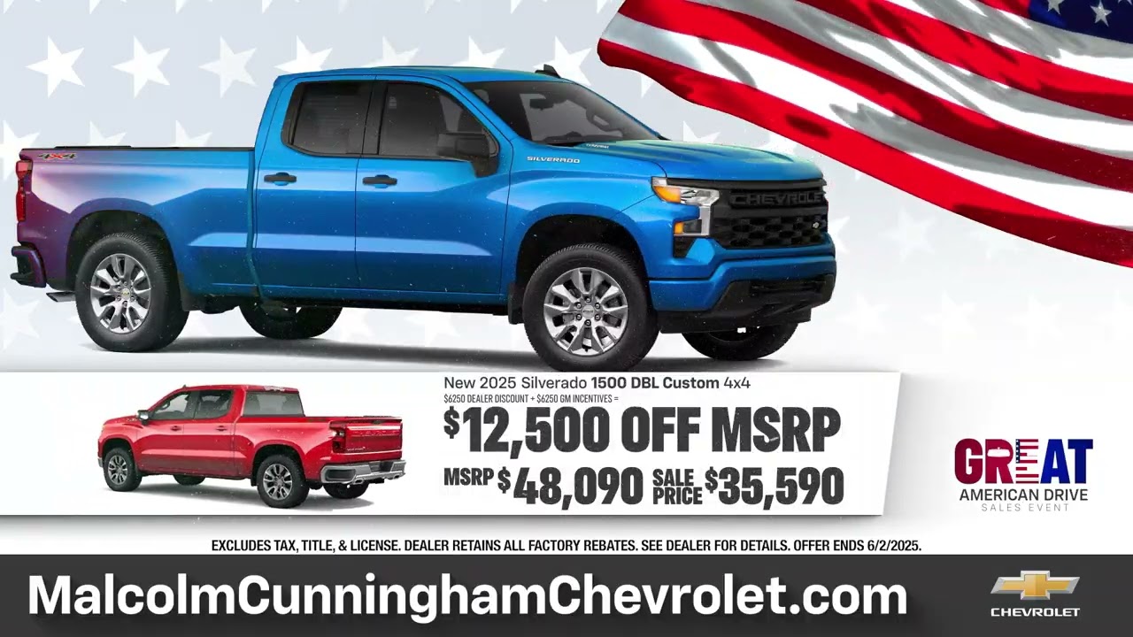 Malcolm Cunningham Chevrolet - Great American Drive - New 2025 Silverado DBL Custom 4x4