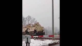 Us Bradley Ifvs M88A2 Armoured Vehicles On The Move By Rail - Poland