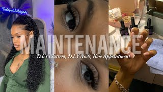MAINTENANCE VLOG | D.I.Y Lash clusters, doing my own nails + hair appointment