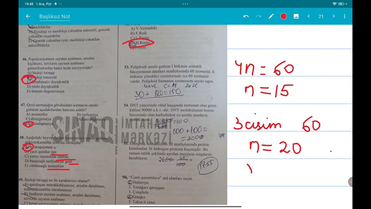 30. 11. 2025 il Hədəfin blok sualları Biologiya 11 sinif 