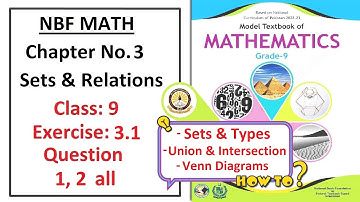 Math Class 9 (NBF) Exercise 3.1 Questions 1, 2 (Sets)  -   Full solution – (FBISE)