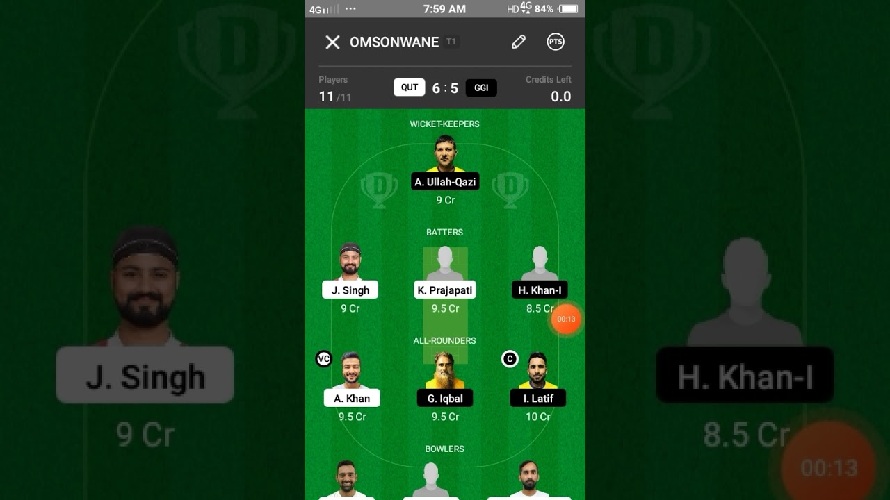 QUT vs GGI Dream11 Team 4-1-2021 Match 9pm | qut vs ggi dream11 prediction 