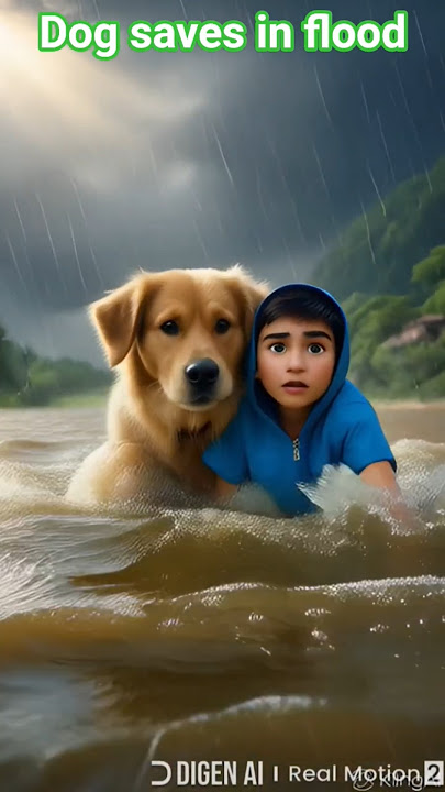 Brave Dog Sheru saves Boy in Flood #ai #cartoon #dog #boy #flood #shorts #reels #viral #savesboy