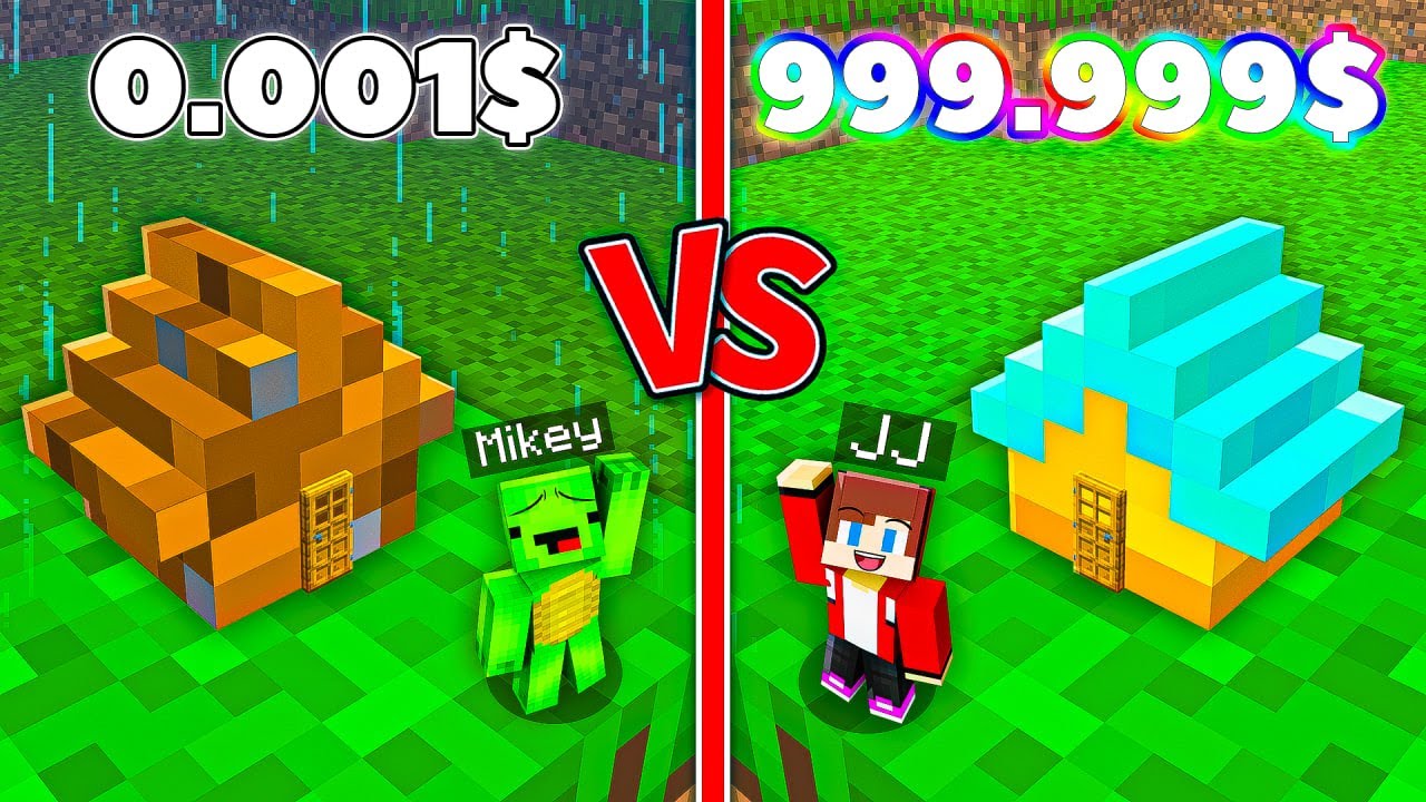 Mikey vs JJ : $1 vs $99999 BUILD CHALLENGE Tiny Secret House in Minecraft Challenge - Maizen Stories