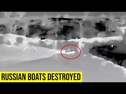 Ukrainian drones destroy Russian boats in Dnipro river.