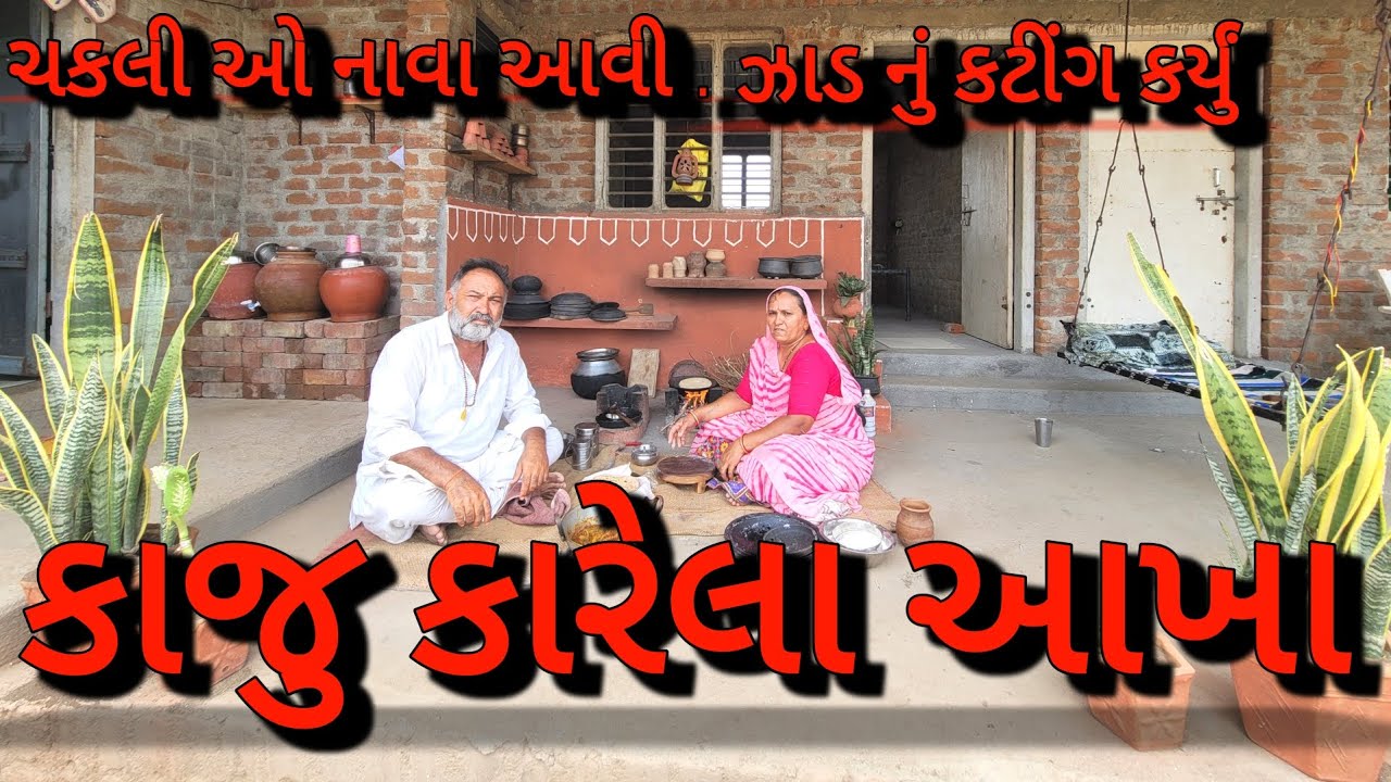 કાજુ કારેલા ભરેલા અને રોટલી |આજે બધા ઝાડ સેટ કર્યા|આવી રીતે બનાવજો કારેલા નું શાક મજા પડી જશે KARELA