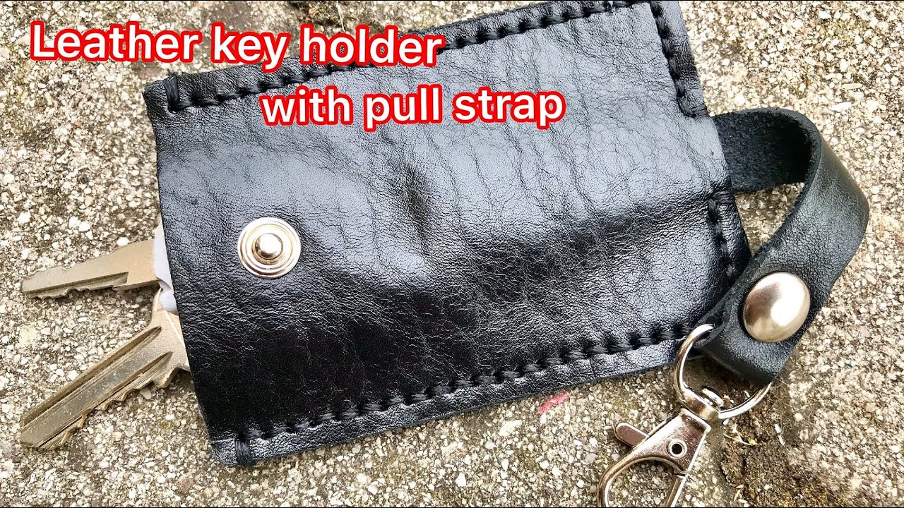 Handmade Leather Key Case Leather Key Holder With Pull Strap 