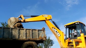JCB 3DX Machine Making Drain/JCB Dozer Loading Soil In Tractor pulling-JCB Working Video-EarthPlanet