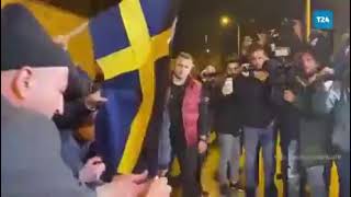 Turks fail to burn the Swedish flag outside the Swedish Consulate in Istanbul 🤡