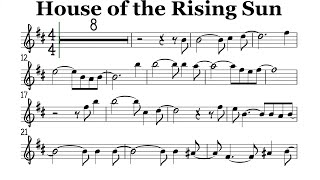 House of the Rising Sun Alto Sax Sheet Music Backing Track Play Along Partitura