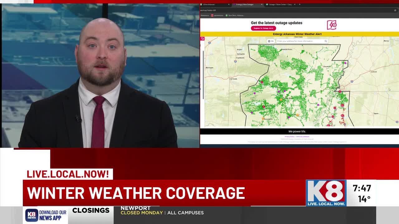 Entergy reports sporadic outages