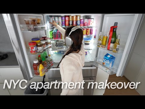 de-cluttering and cleaning my kitchen *satisfying* | NYC PENTHOUSE MAKEOVER ep.1