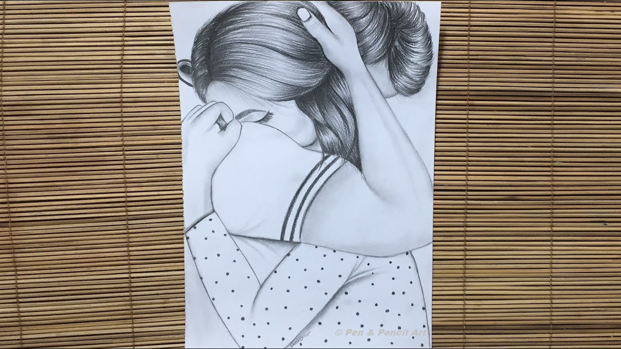 Pencil drawing of Romantic couple step by step