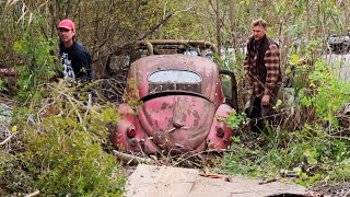 Abandoned Rare 1955 Vw Beetle Found Buried in Junkyard sitting 51 years Rescued - 4 Full Restoration