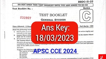 APSC Prelims Question paper 2024 || 18/03/2024 || apsc exam paper ans 2024