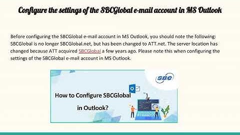 Settings to configure the SBCGlobal email account in MS Outlook VIDEO