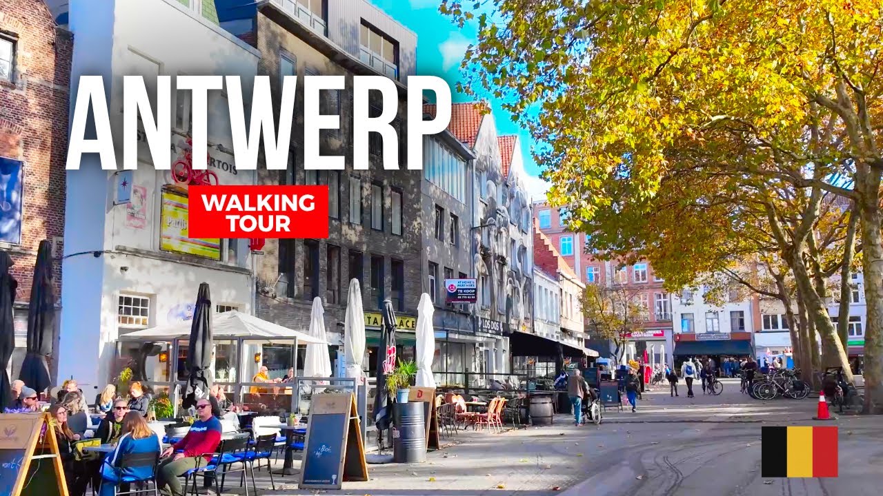 🇧🇪 Antwerp Walking Tour 4K | Sint-Jansvliet, Oude Koornmarkt & Vlaaikensgang to Handelsbeurs