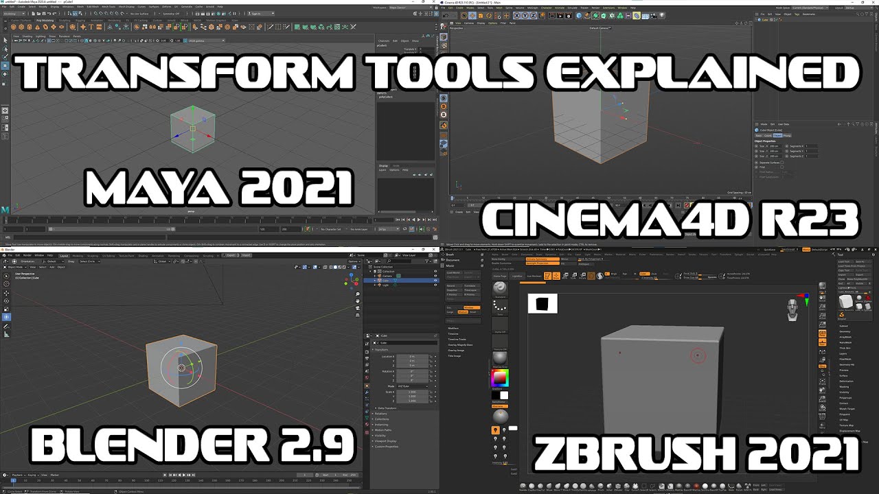 TRANSFORM TOOLS EXPLAINED/ COMPARED TO MAYA, CINEMA4D, BLENDER AND