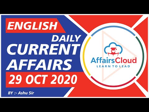 Current Affairs 29 October 2020 English | Current Affairs | AffairsCloud Today for All Exams