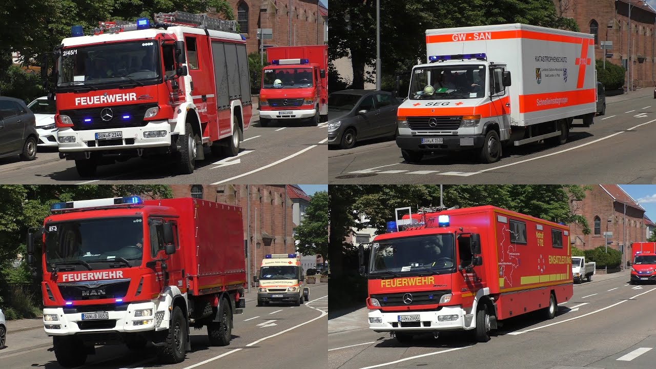 [Feuer in Krankenhaus] Einsatzfahrten Feuerwehr und Rettungsdienst in Annweiler