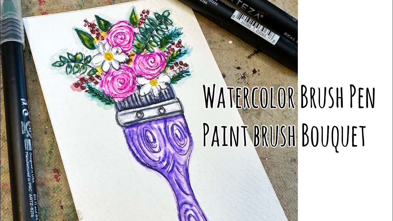 How to use Watercolor Brush Pens / Floral Bouquet Paint Brush - YouTube