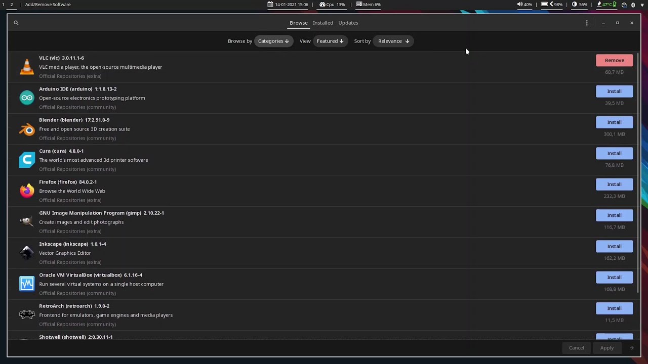 Install Manjaro's Pamac on Arch with Flatpak & Snap Support YouTube