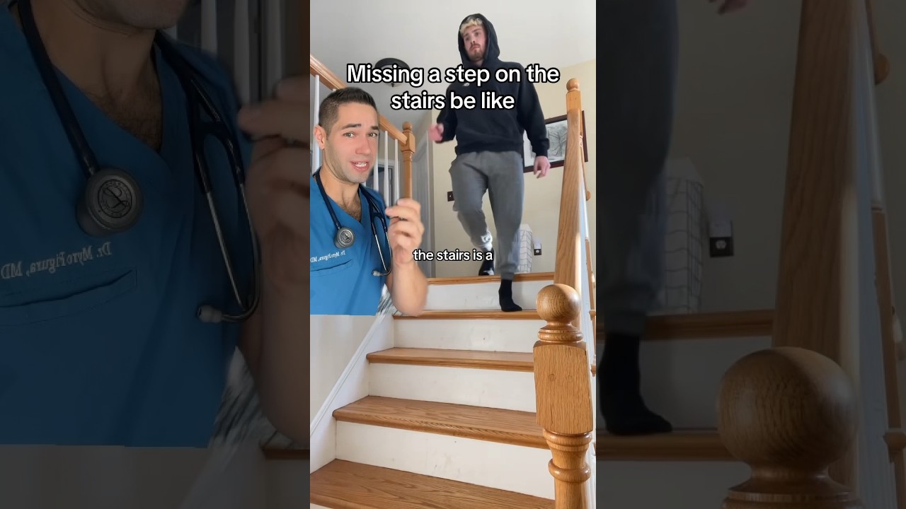 Doctor Reacts: falling down the stairs