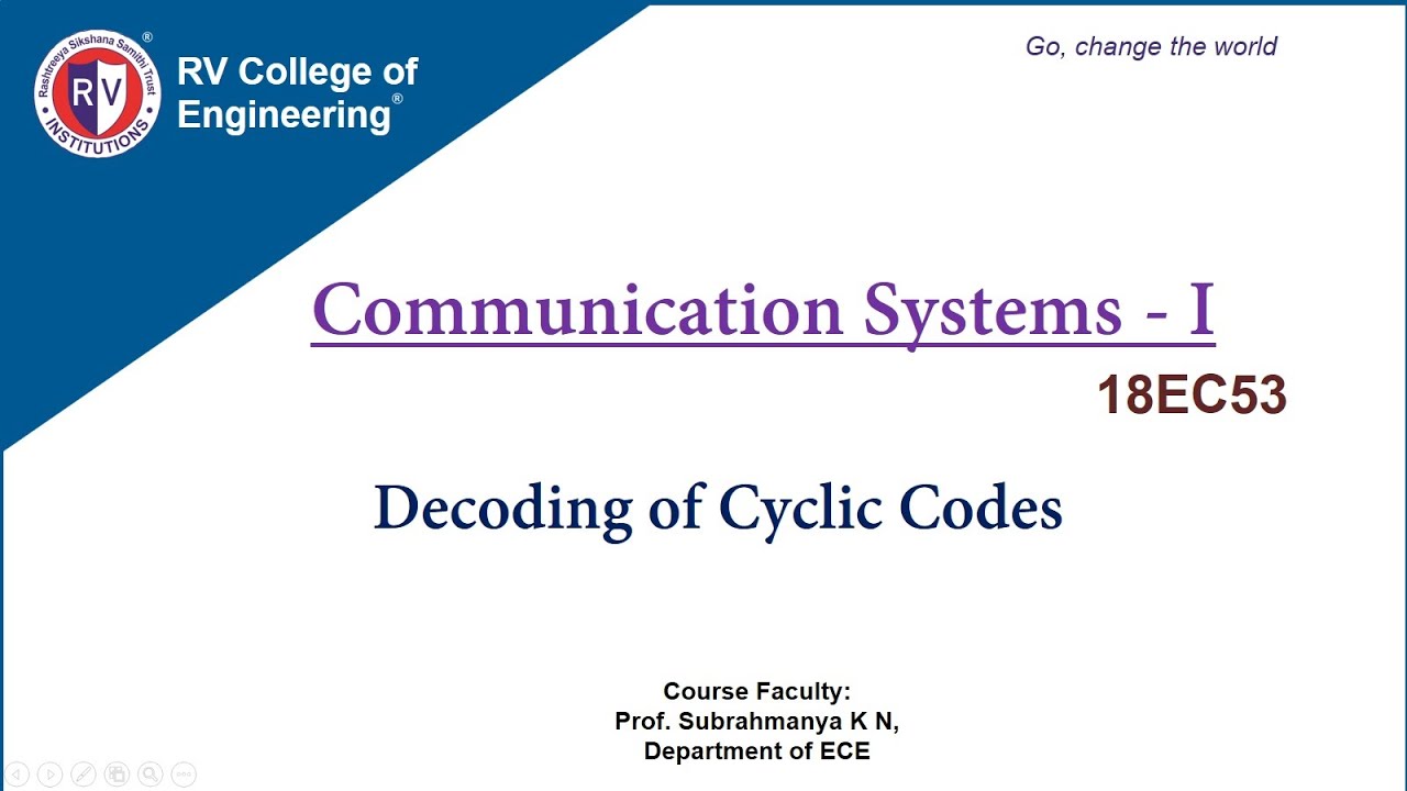 [Communication System - 1] Decoding of Cyclic Codes - YouTube