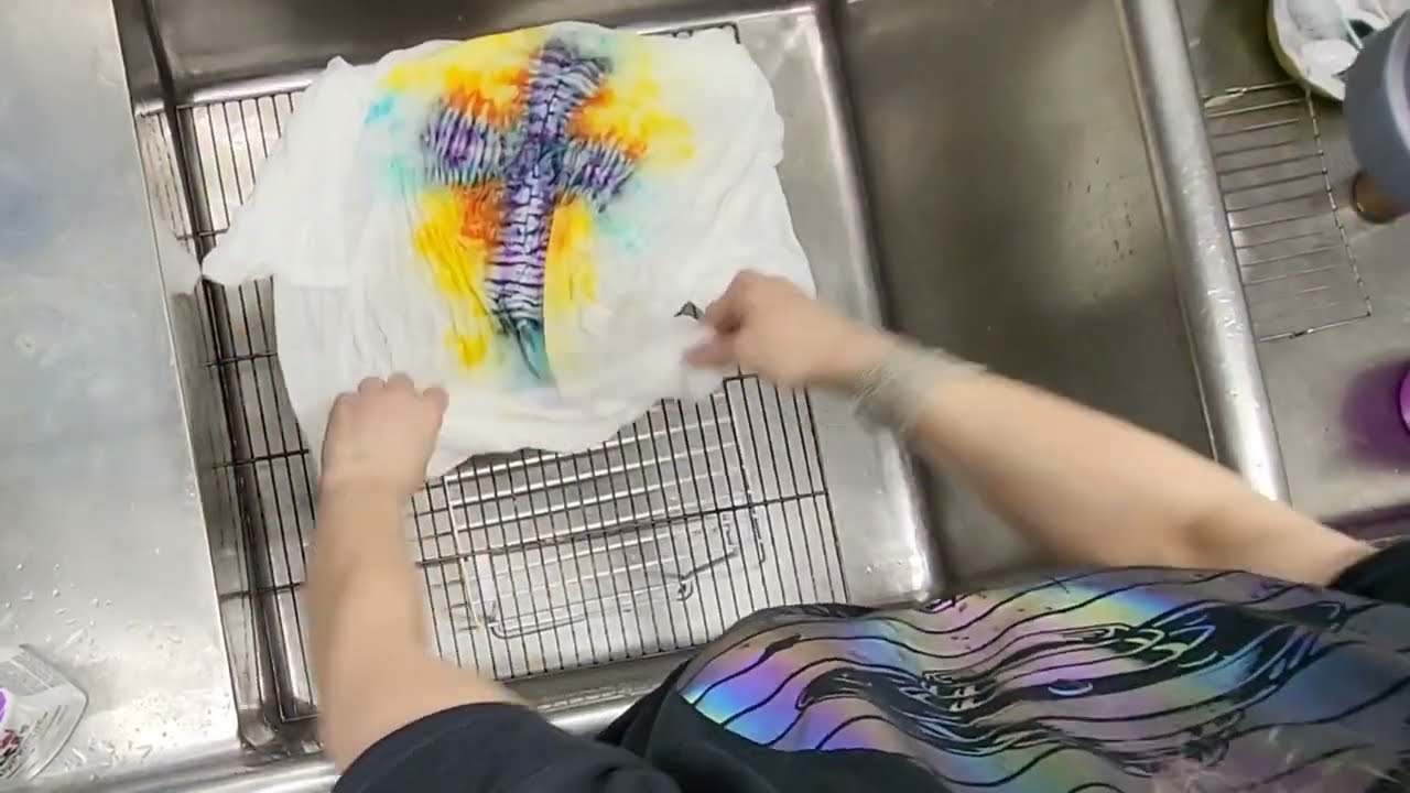 my "waterstitch" tie dye technique a cross for Easter